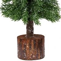Northlight 14" Frosted Icy Pine With Jute Base 1 Foot Pine Christmas Tree
