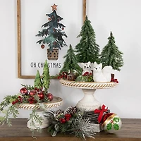 Northlight 14" Frosted Icy Pine With Jute Base 1 Foot Pine Christmas Tree