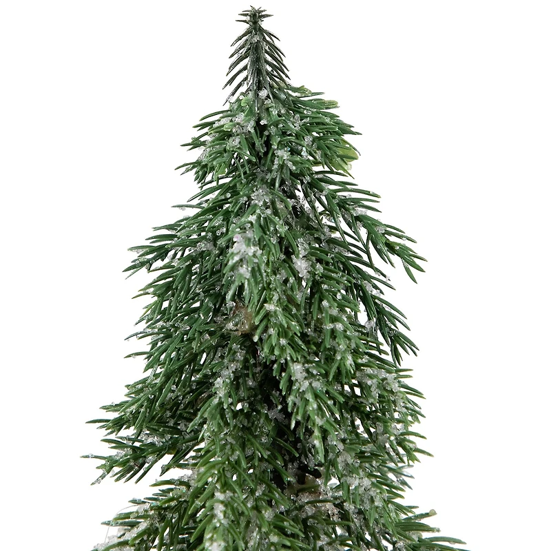 Northlight 14" Frosted Icy Pine With Jute Base 1 Foot Pine Christmas Tree