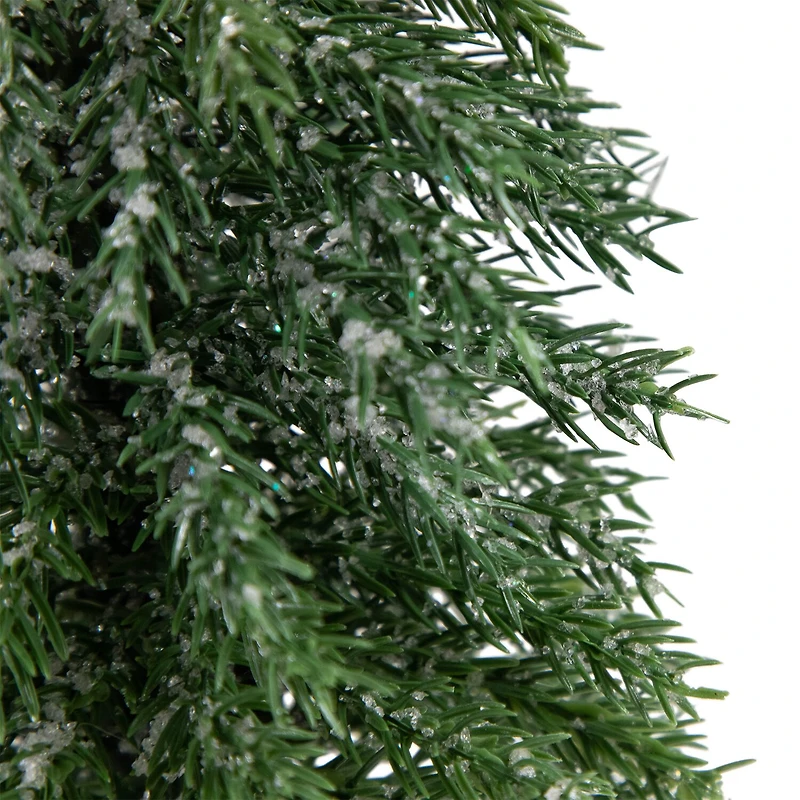 Northlight 14" Frosted Icy Pine With Jute Base 1 Foot Pine Christmas Tree