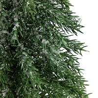 Northlight 14" Frosted Icy Pine With Jute Base 1 Foot Pine Christmas Tree