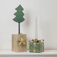 Northlight 5" Metal Gift Box Taper Candle Holder