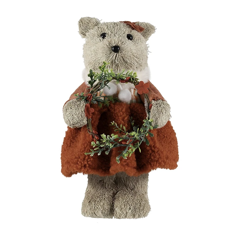 Northlight 10" Woodland Girl Bear Holding Christmas Figurine