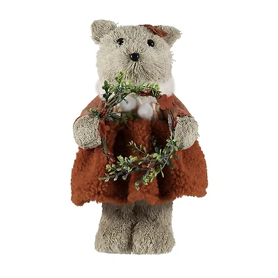 Northlight 10" Woodland Girl Bear Holding Christmas Figurine