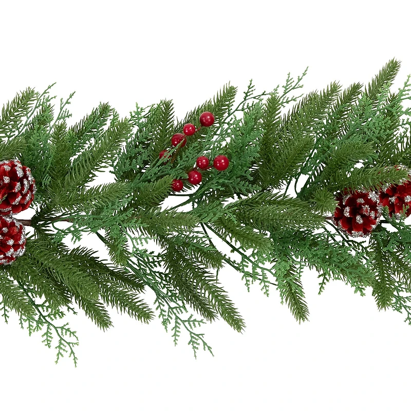 Northlight 7ft Wind River Fir With Glittered Pinecones Artificial Christmas Indoor Garland