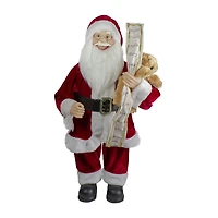 Northlight 24" Standing Santa With Teddy Bear And List Christmas Figurine