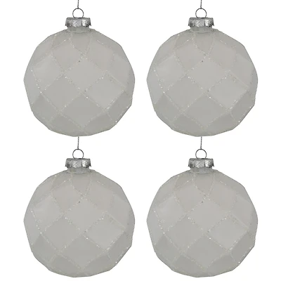 Northlight 4" Glittered Glass Ball 4ct Christmas Ornament