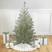 Northlight 5ft Metallic Platinum Tinsel 4 1/2 Foot Christmas Tree