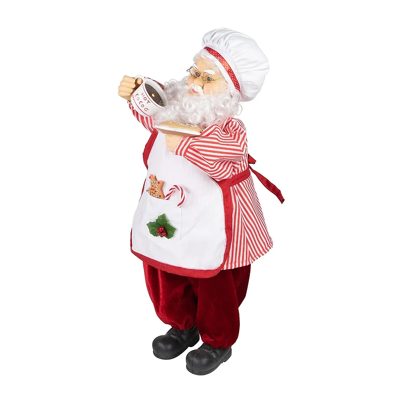 Northlight 24" Animated And Musical Chef Santa Claus With Hot Cocoa And Cookie Christmas Figurine