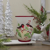 Northlight 8" Hand Painted Finches And Pine Glass Candle Holder