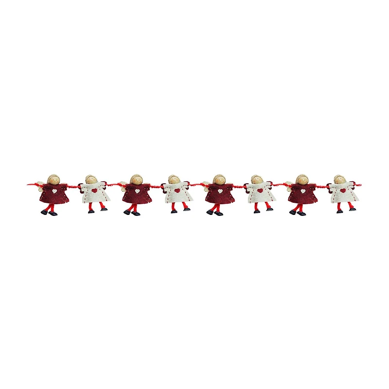 Northlight 4" Red And Beige Angel Dolls Christmas Indoor Garland
