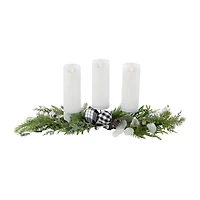 Northlight 29" Mixed Foliage And Jingle Bell Pillar Candle Holder