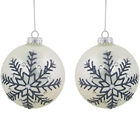 Northlight 4" Glittered Snowflake Shiny Glass Ball Christmas Ornament