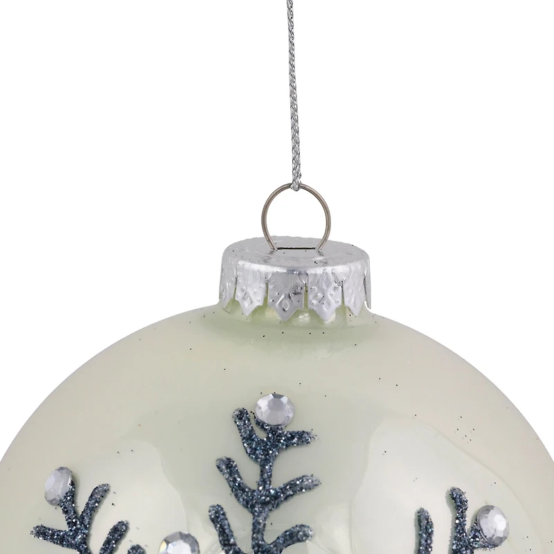 Northlight 4" Glittered Snowflake Shiny Glass Ball Christmas Ornament