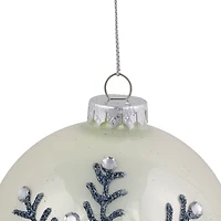 Northlight 4" Glittered Snowflake Shiny Glass Ball Christmas Ornament