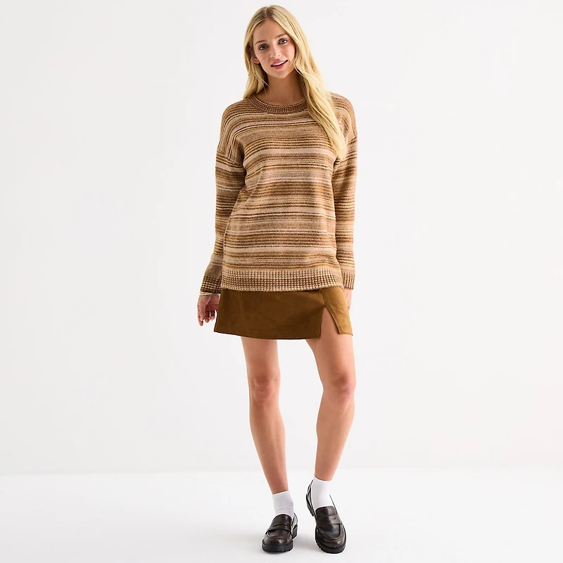 a.n.a Tall Womens Crew Neck Long Sleeve Striped Pullover Sweater