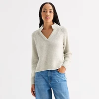 a.n.a Tall Womens Split Crew Neck Long Sleeve Pullover Sweater
