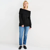 Arizona Juniors Womens Straight Neck Long Sleeve Pullover Sweater