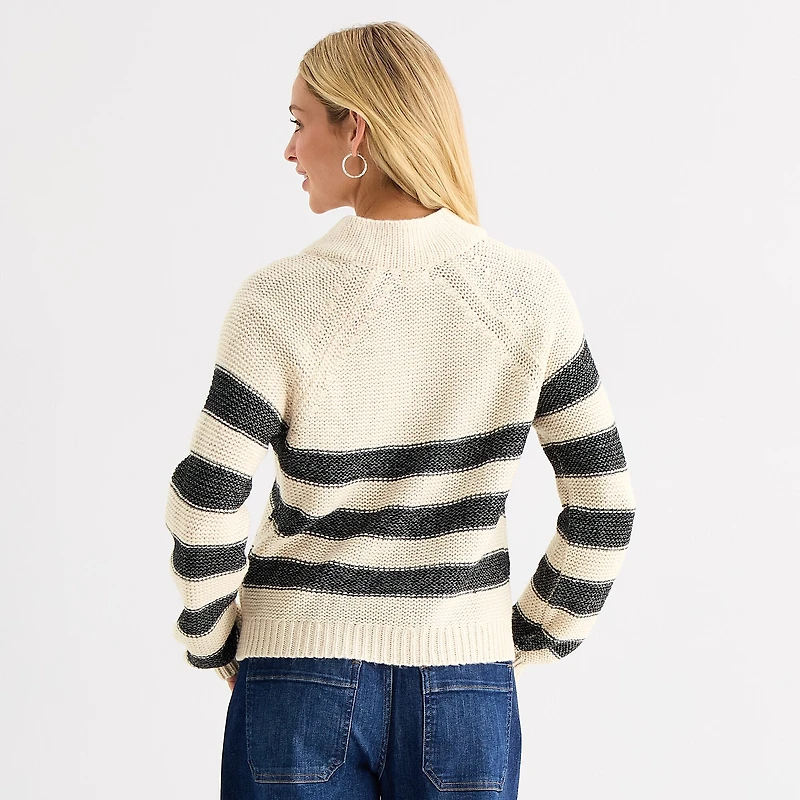 a.n.a Womens Split Crew Neck Long Sleeve Pullover Sweater