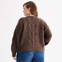 a.n.a Womens Plus Crew Neck Long Sleeve Pullover Sweater