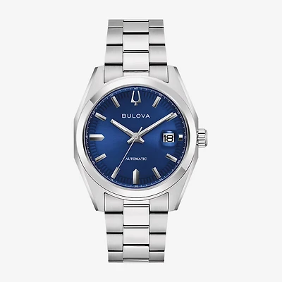 Bulova Surveyor Mens Automatic Silver Tone Stainless Steel Bracelet Watch 96b436