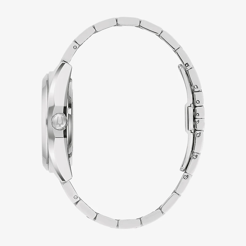 Bulova Surveyor Mens Automatic Silver Tone Stainless Steel Bracelet Watch 96b436
