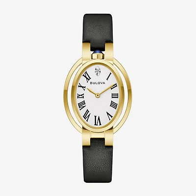 Bulova Womens Diamond Accent Black Stainless Steel Strap Watch 97p180