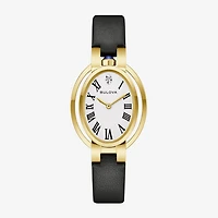 Bulova Womens Diamond Accent Black Stainless Steel Strap Watch 97p180
