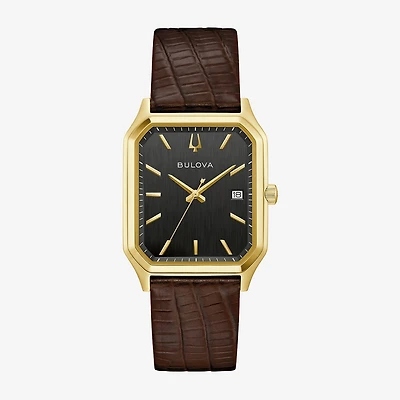 Bulova Mens Brown Leather Strap Watch 97b235