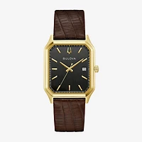 Bulova Mens Brown Leather Strap Watch 97b235