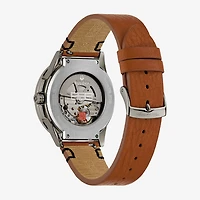 Bulova Mens Automatic Brown Leather Strap Watch 98a330