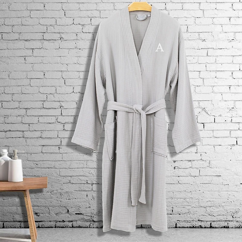 Linum Home Textiles Personalized Smyrna Bathrobe Unisex Adult Long Sleeve Length Robe