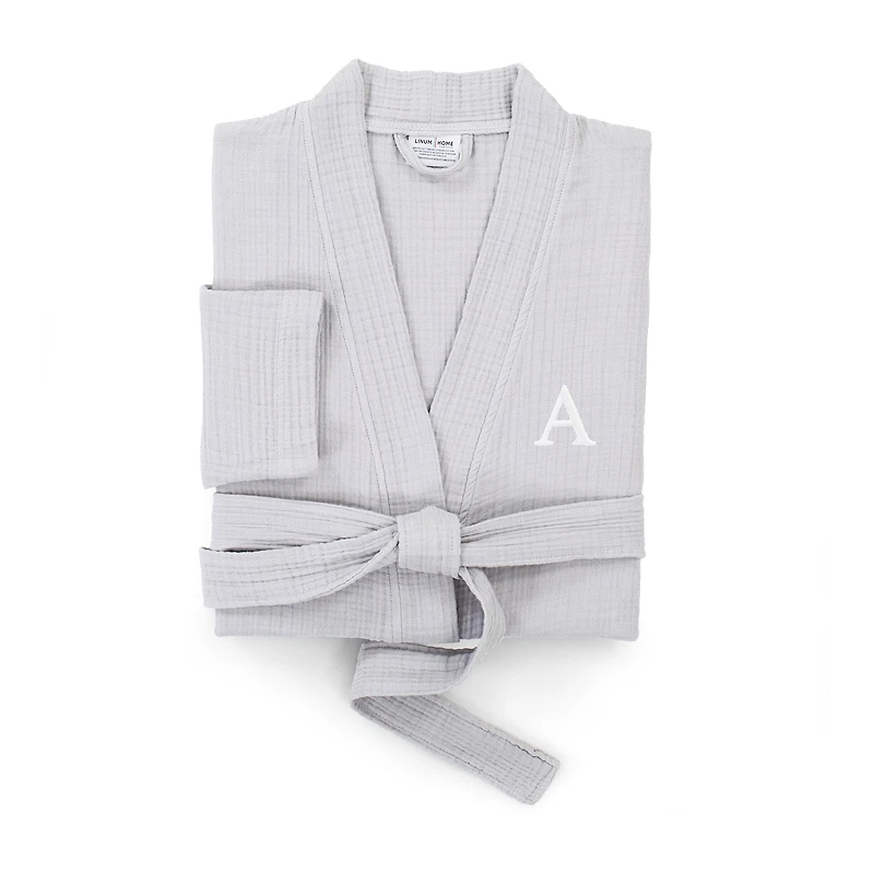 Linum Home Textiles Personalized Smyrna Bathrobe Unisex Adult Long Sleeve Length Robe