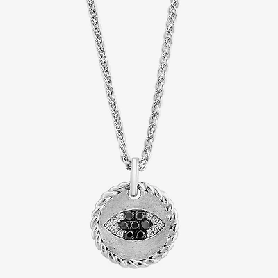 Effy Final Call Limited Quantities! Womens 1/8 CT. T.W. Natural Black Diamond Sterling Silver Evil Eye 18 Inch Pendant Necklace