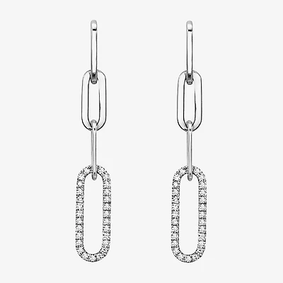 Effy Final Call Limited Quantities! Womens 1/5 CT. Natural White Diamond Sterling Silver Paperclip Drop Earrings
