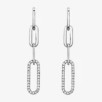 Effy Final Call Limited Quantities! Womens 1/5 CT. Natural White Diamond Sterling Silver Paperclip Drop Earrings