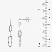 Effy Final Call Limited Quantities! Womens 1/5 CT. Natural White Diamond Sterling Silver Paperclip Drop Earrings