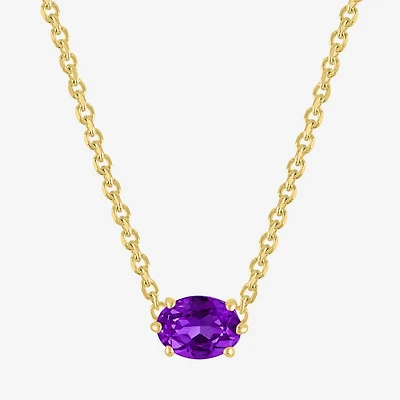 Gemstone 14K Gold Over Silver Oval 17.5 Inch Pendant Necklace