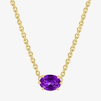 Gemstone 14K Gold Over Silver Oval 17.5 Inch Pendant Necklace