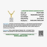 G-H, Si2-I1 Womens 2 CT. T.W. Lab Grown White Diamond Sterling Silver or 14K Gold over Round Pendant Necklace