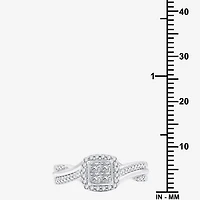 H -I/ I1 Womens 1/2 CT. T.W. Lab Grown White Diamond Sterling Silver Side Stone Halo Bridal Set