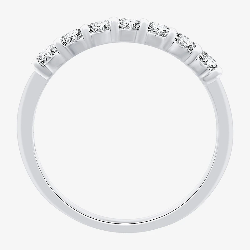 (G,Si1-Si2) Womens 2MM 1/2 CT. T.W. Lab Grown White Diamond Sterling Silver Wedding Band