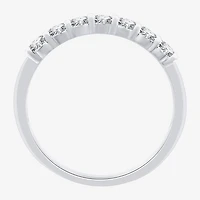 (G,Si1-Si2) Womens 2MM 1/2 CT. T.W. Lab Grown White Diamond Sterling Silver Wedding Band