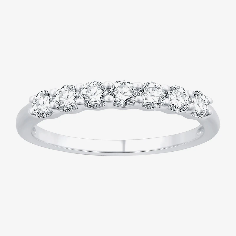 (G,Si1-Si2) Womens 2MM 1/2 CT. T.W. Lab Grown White Diamond Sterling Silver Wedding Band