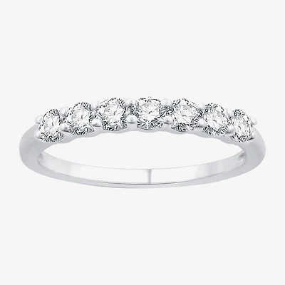 (G,Si1-Si2) Womens 2MM 1/2 CT. T.W. Lab Grown White Diamond Sterling Silver Wedding Band