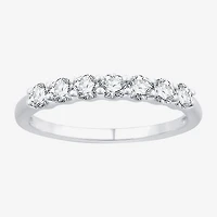 (G,Si1-Si2) Womens 2MM 1/2 CT. T.W. Lab Grown White Diamond Sterling Silver Wedding Band