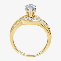 (G, Si1-Si2) Womens 2 CT. T.W. Lab Grown White Diamond 10K Gold Solitaire Side Stone Engagement Ring