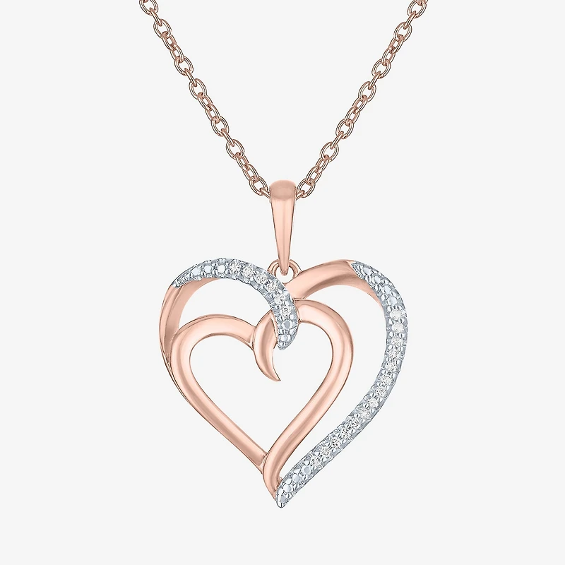 Diamond Accent (G-H, Si2-I1) Womens Lab Grown White Sterling Silver Heart 18 Inch Pendant Necklace