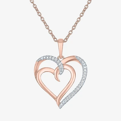 Diamond Accent (G-H, Si2-I1) Womens Lab Grown White Sterling Silver Heart 18 Inch Pendant Necklace