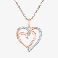 Diamond Accent (G-H, Si2-I1) Womens Lab Grown White Sterling Silver Heart 18 Inch Pendant Necklace